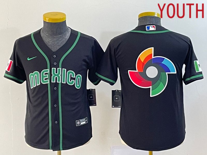 Youth 2023 World Cub Mexico Blank Black Nike MLB Jersey8->youth mlb jersey->Youth Jersey